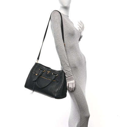 Prada Vitello Daino Shopping Satchel Black 2 of 15