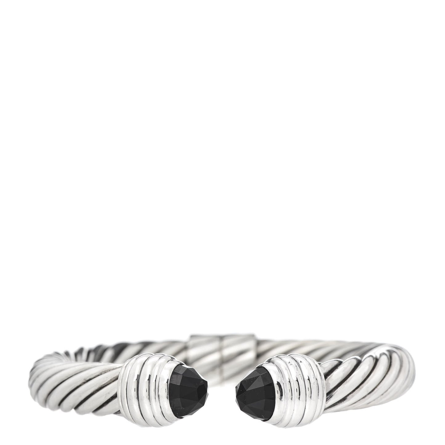 Sterling Silver Black Onyx 10mm Cable Classics Hinged Bracelet