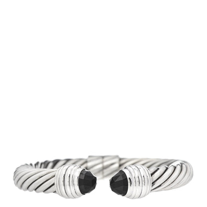 David Yurman Sterling Silver Black Onyx 10mm Cable Classics Hinged Bracelet 1 of 4