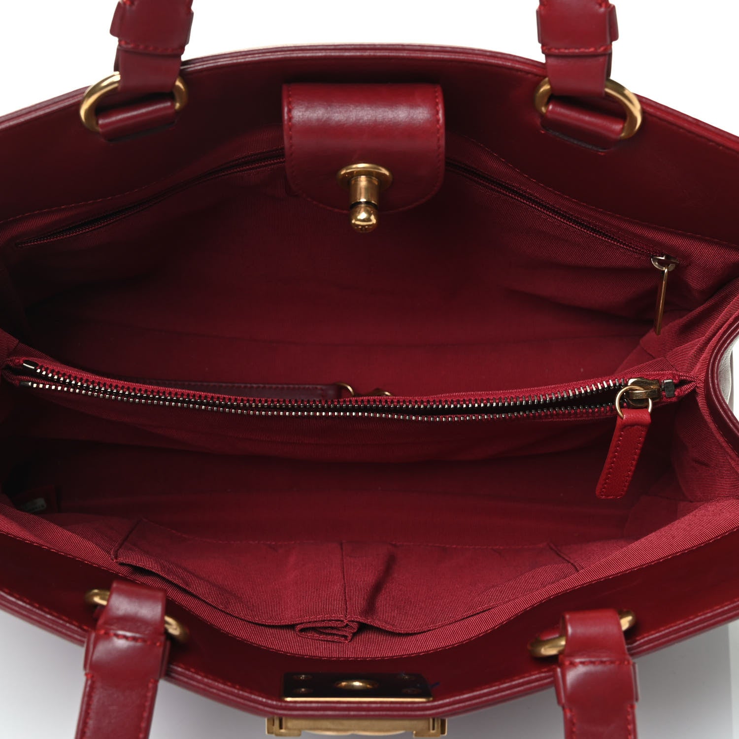 Chanel Lambskin Quilted Boy Shopping Tote Dark Red 4 of 4
