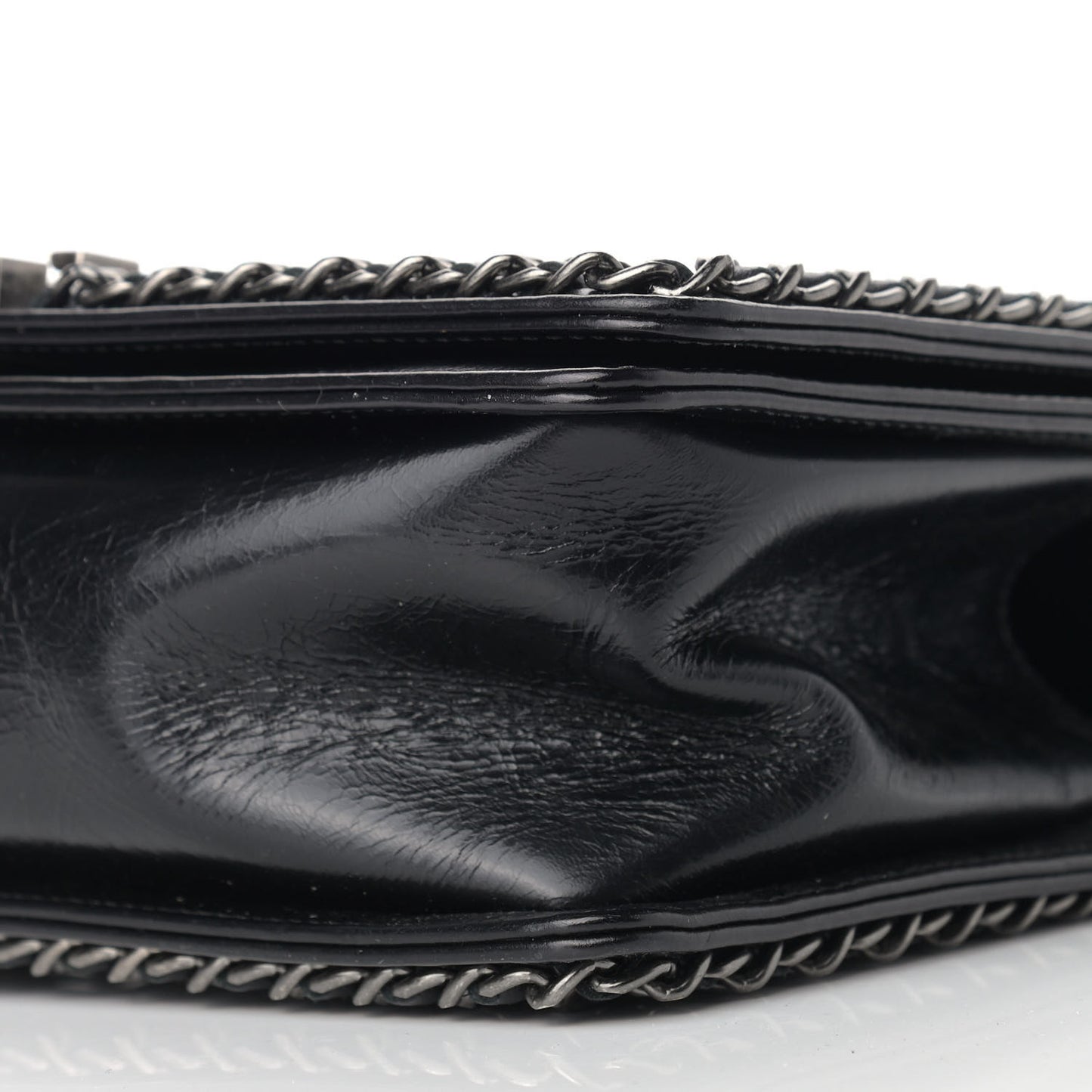 Glazed Calfskin Quilted Medium Boy Chained Flap Black