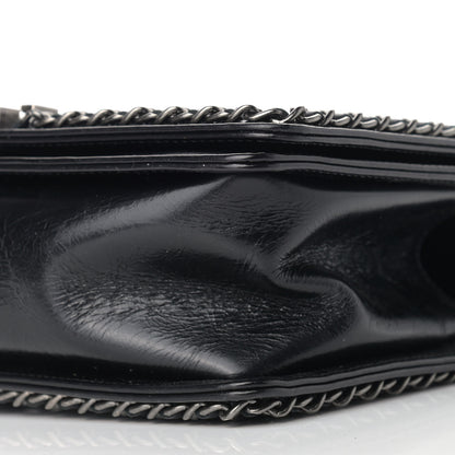 Chanel Glazed Calfskin Quilted Medium Boy Chained Flap Black 9 of 9