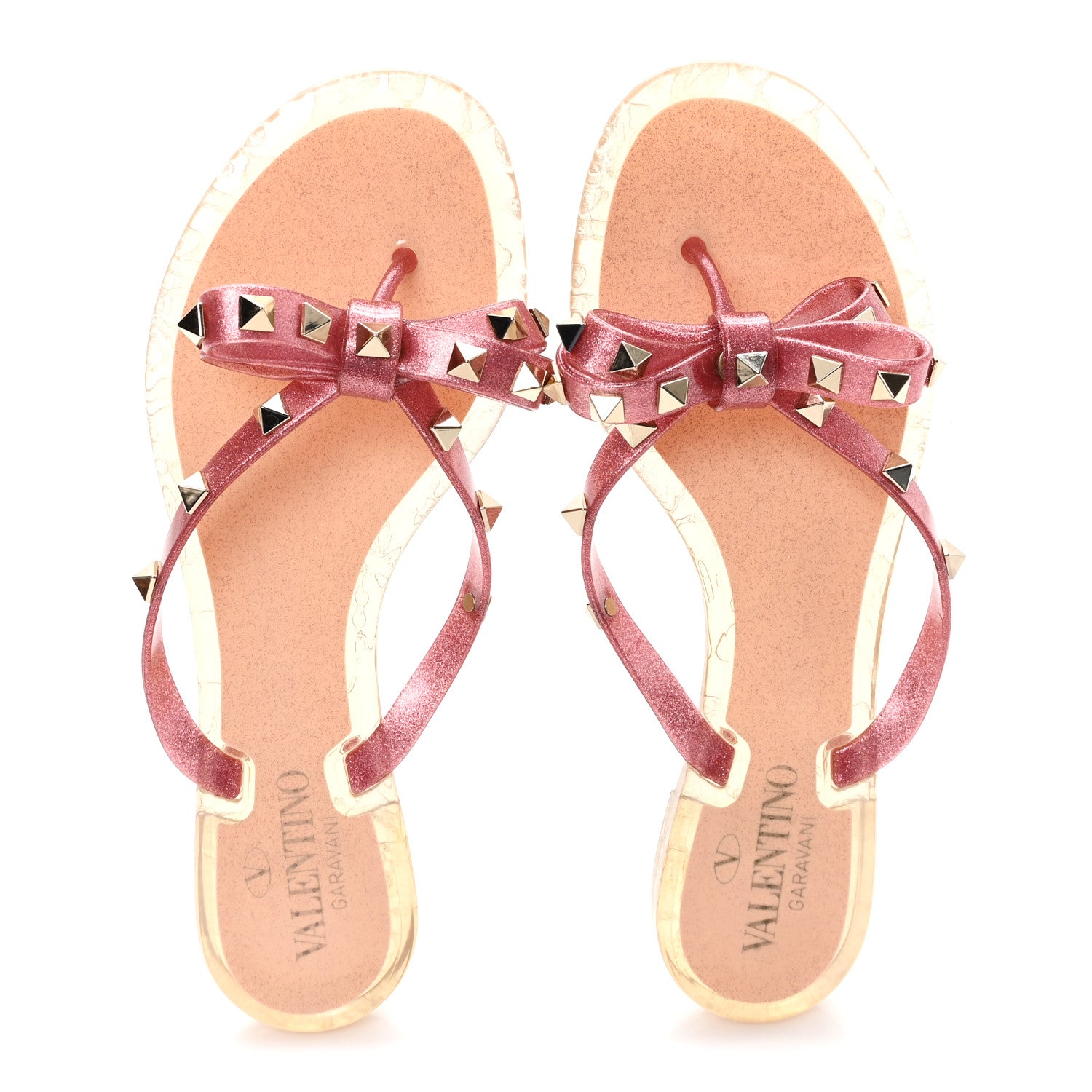 バレンティノ　37サンダル Valentino Garavani PVC Jelly Glitter Rockstud Bow Thong Sandals 37
