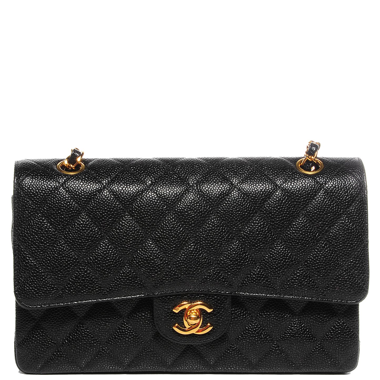 Caviar Quilted Medium Double Flap Black