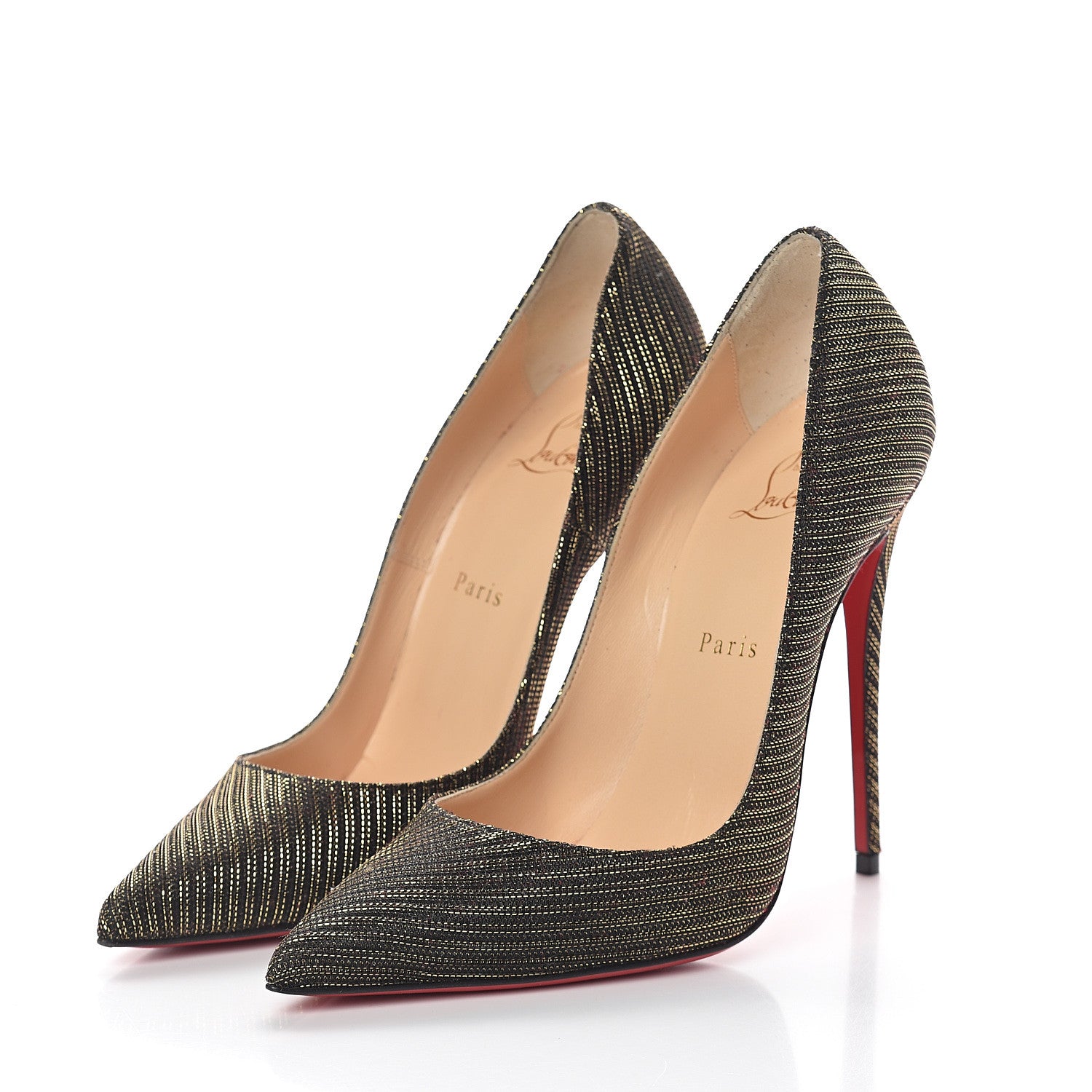 Christian Louboutin Glitter Chain So Kate 120 Pumps 39.5 Black Gold 3 of 7