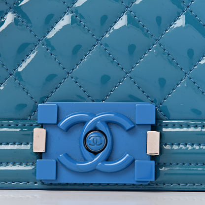 Chanel Patent Calfskin Quilted Medium Plexiglass Boy Flap Blue 10 of 13