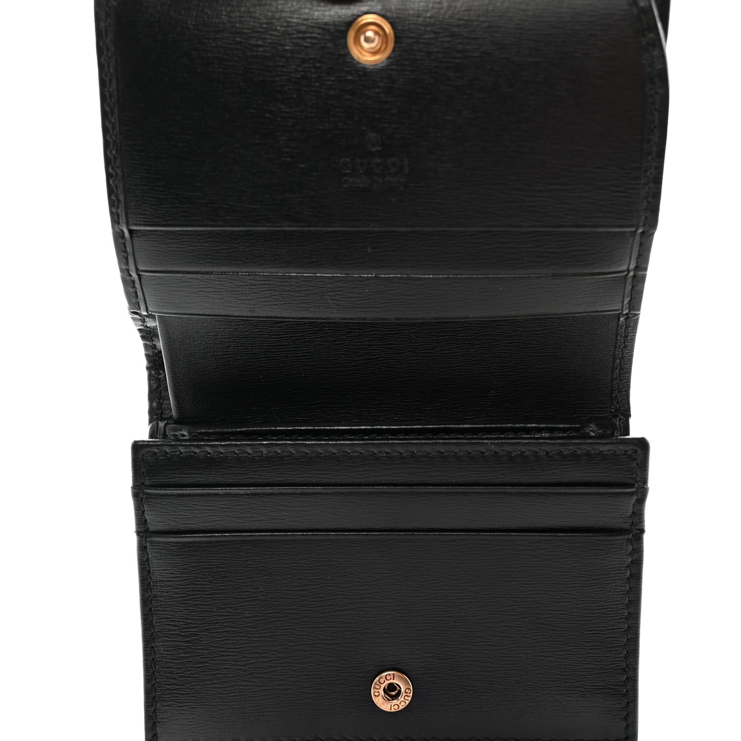 Calfskin Web Trapuntata GG Marmont Card Case Wallet Black