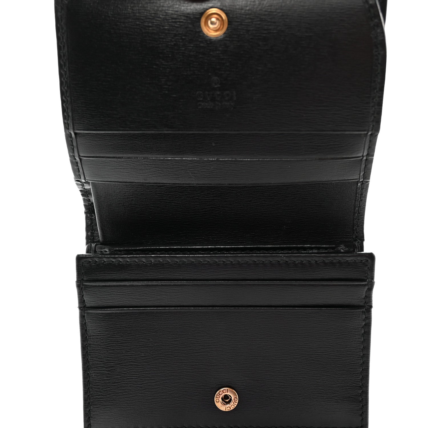 Gucci Calfskin Web Trapuntata GG Marmont Card Case Wallet Black 5 of 10