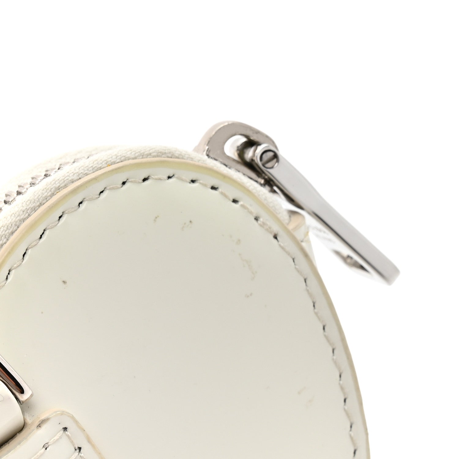 Prada Spazzolato Heart Coin Pouch Bag Charm White 1863231