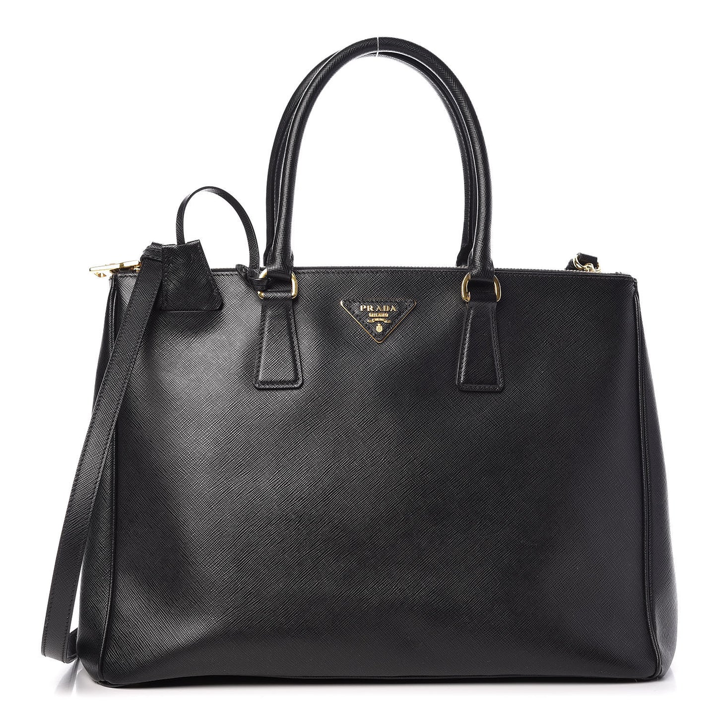 Saffiano Large Galleria Double Zip Tote Black
