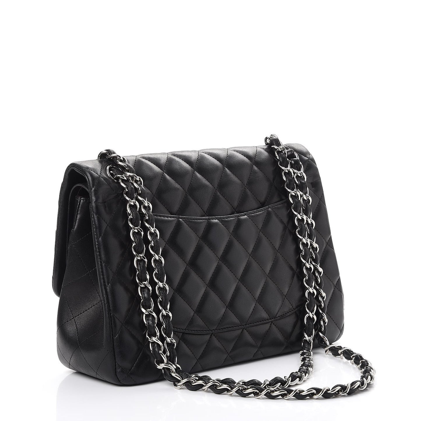 Lambskin Quilted Jumbo Double Flap Black