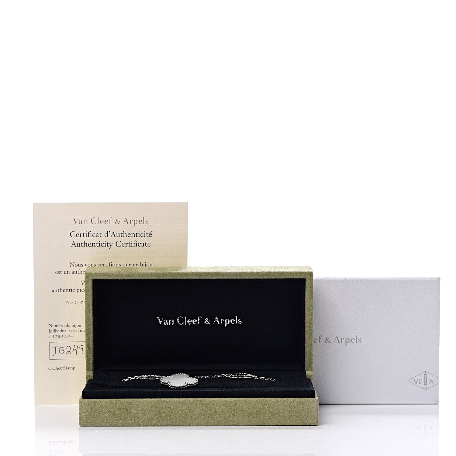 Van Cleef & Arpels 18K White Gold Chalcedony Mother of Pearl 5 Motifs Magic Alhambra Bracelet 6 of 6