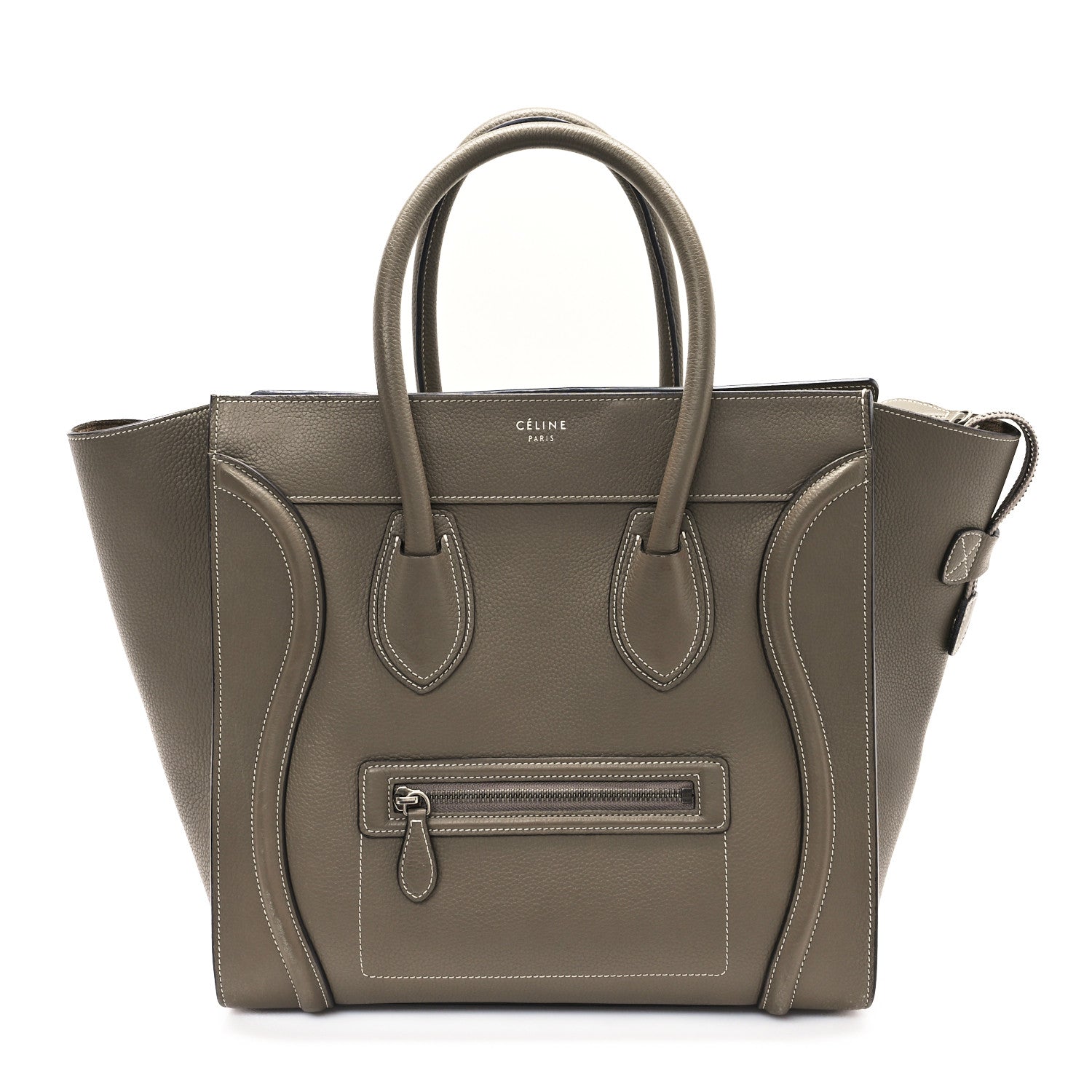 Celine Drummed Calfskin Mini Luggage Souris 1 of 10