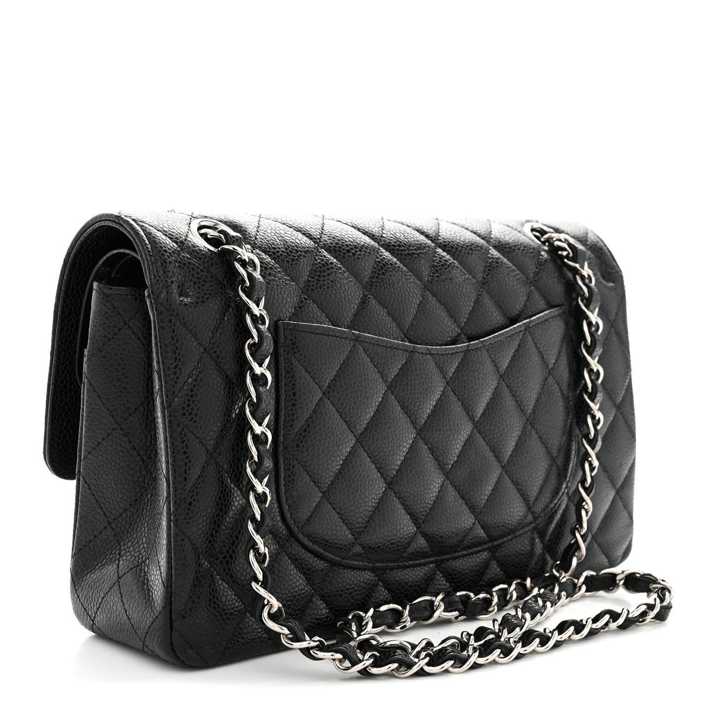 Caviar Quilted Medium Double Flap Black