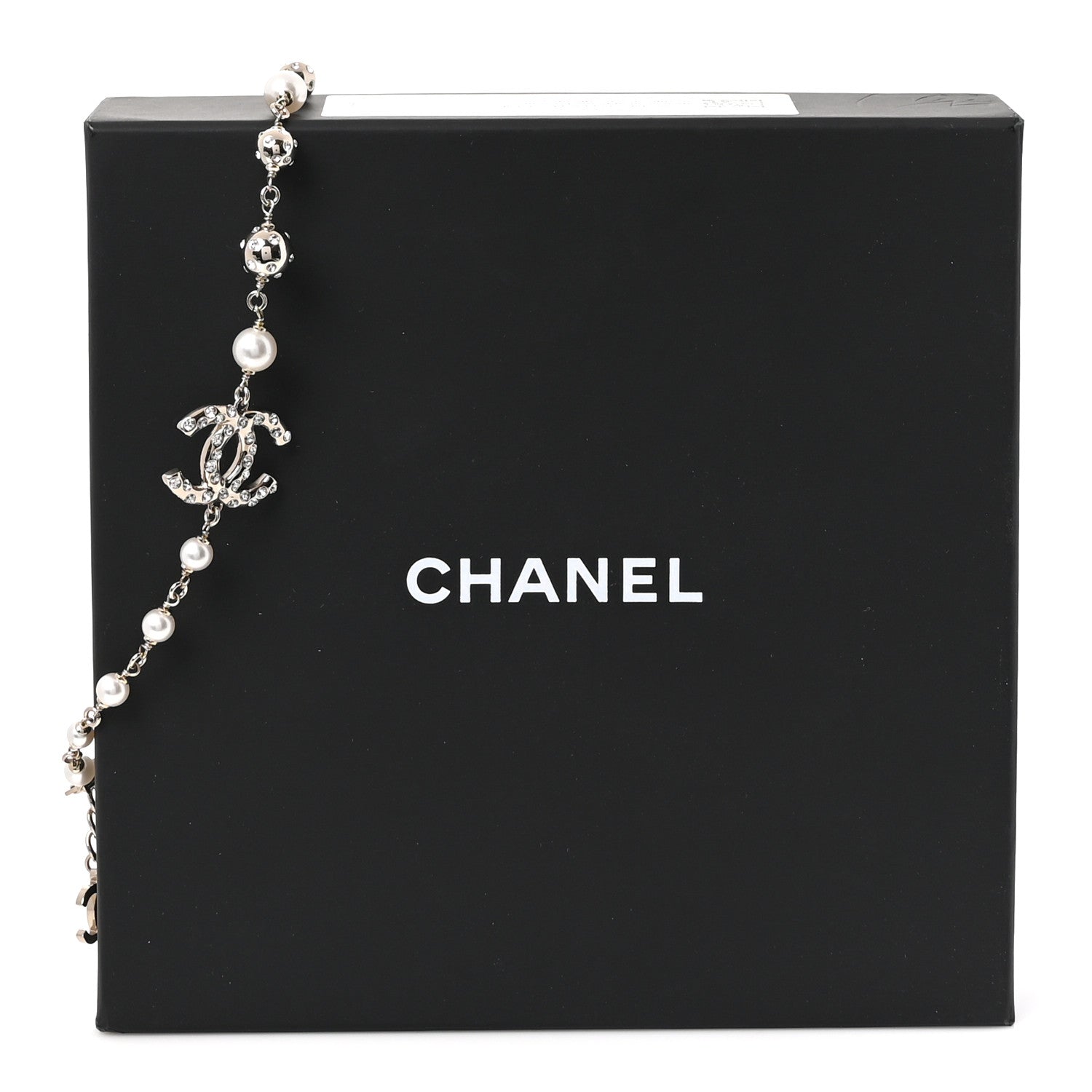 Chanel Pearl Crystal CC Choker Necklace Silver 5 of 5