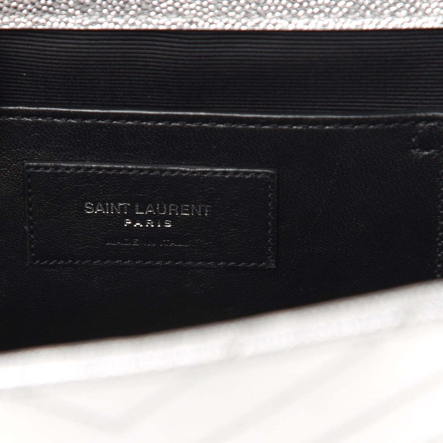 Metallic Grain De Poudre Matelasse Chevron Medium Monogram Satchel Silver