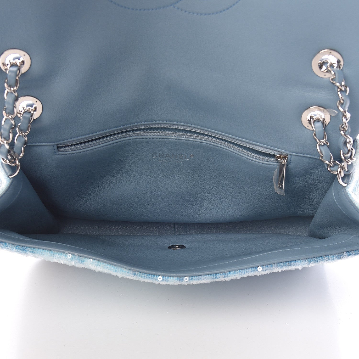 Chanel Sequin Large Waterfall Flap Light Blue 5 of 11