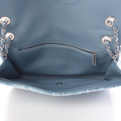 Chanel Sequin Large Waterfall Flap Light Blue 5 of 11