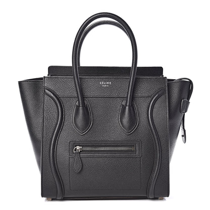 Celine Drummed Calfskin Micro Luggage Black 1 of 10