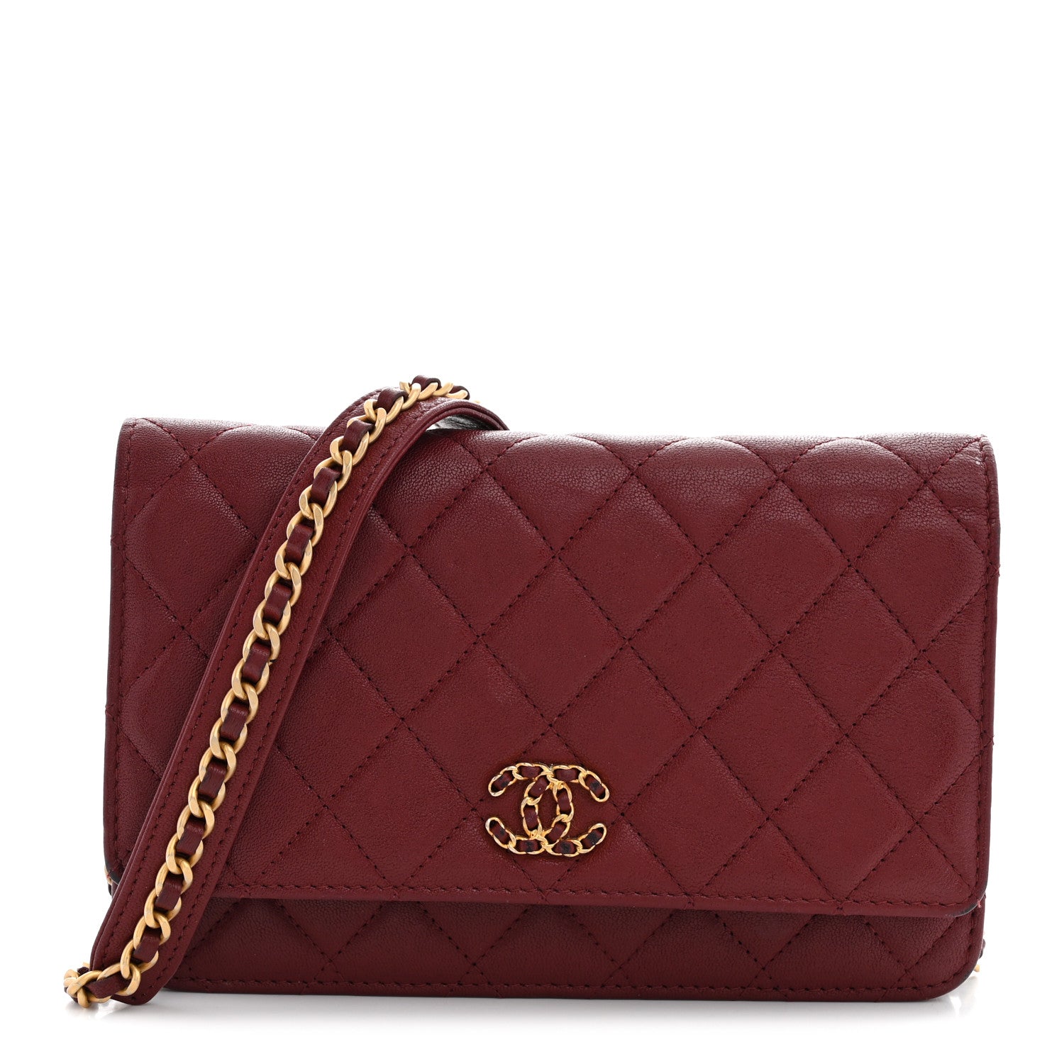 Chanel Lambskin Quilted Infinity Wallet On Chain WOC Burgundy 1 of 16