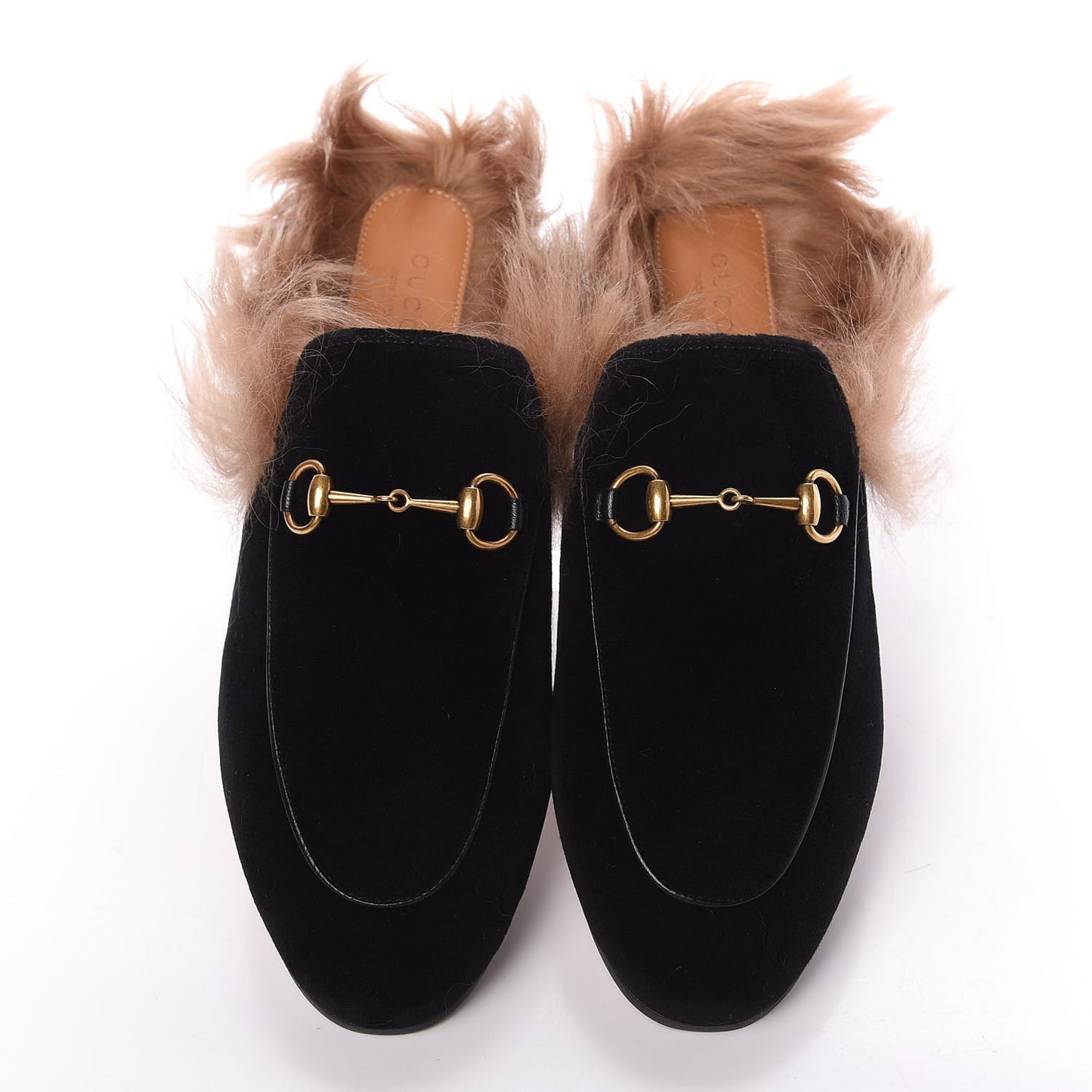 Velvet Fur Womens Princetown Slippers 39 Black