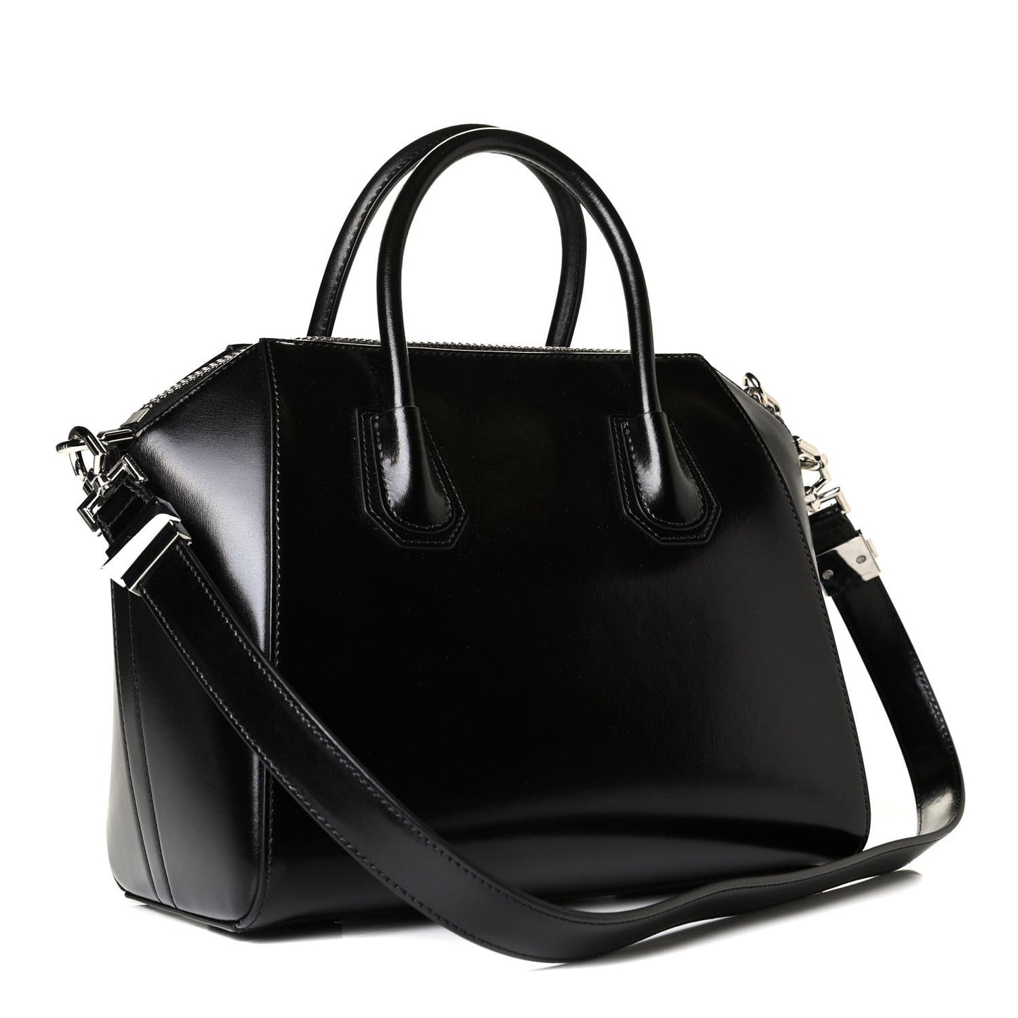 Shiny Lord Calfskin Small Antigona Black