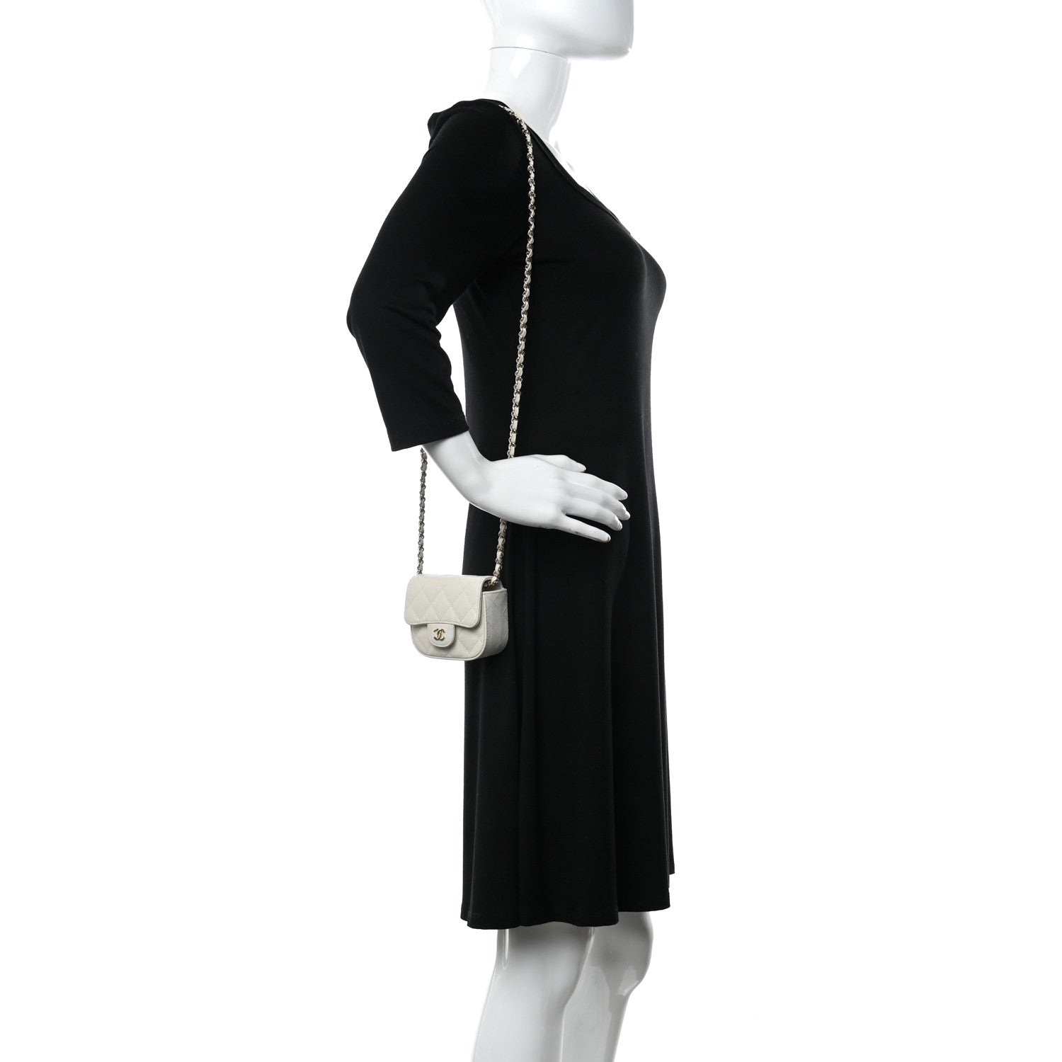 Chanel Caviar Quilted Mini Clutch With Chain White 2 of 12