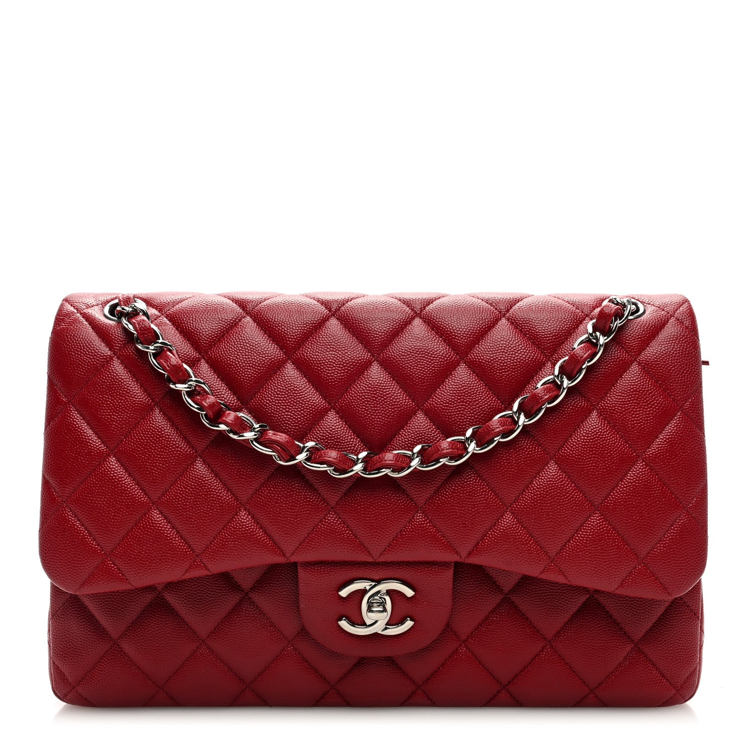 Chanel Caviar Quilted Jumbo Double Flap Dark Red 1 of 11