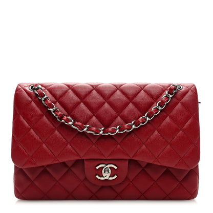 Chanel Caviar Quilted Jumbo Double Flap Dark Red 1 of 11