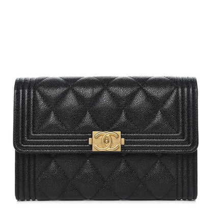 Chanel Caviar Quilted Medium Boy Flap Wallet Black 1 of 9