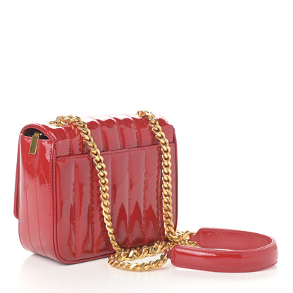 Saint Laurent Patent Matelasse Monogram Small Vicky Chain Bag Red 3 of 9
