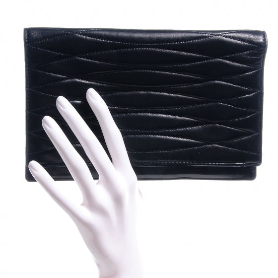 Chanel Quilted Lambskin Wallet Clutch Black 2 of 9