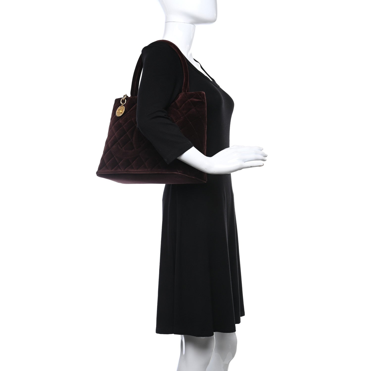 Chanel Velvet Quilted Medallion Tote Brown 2 of 9