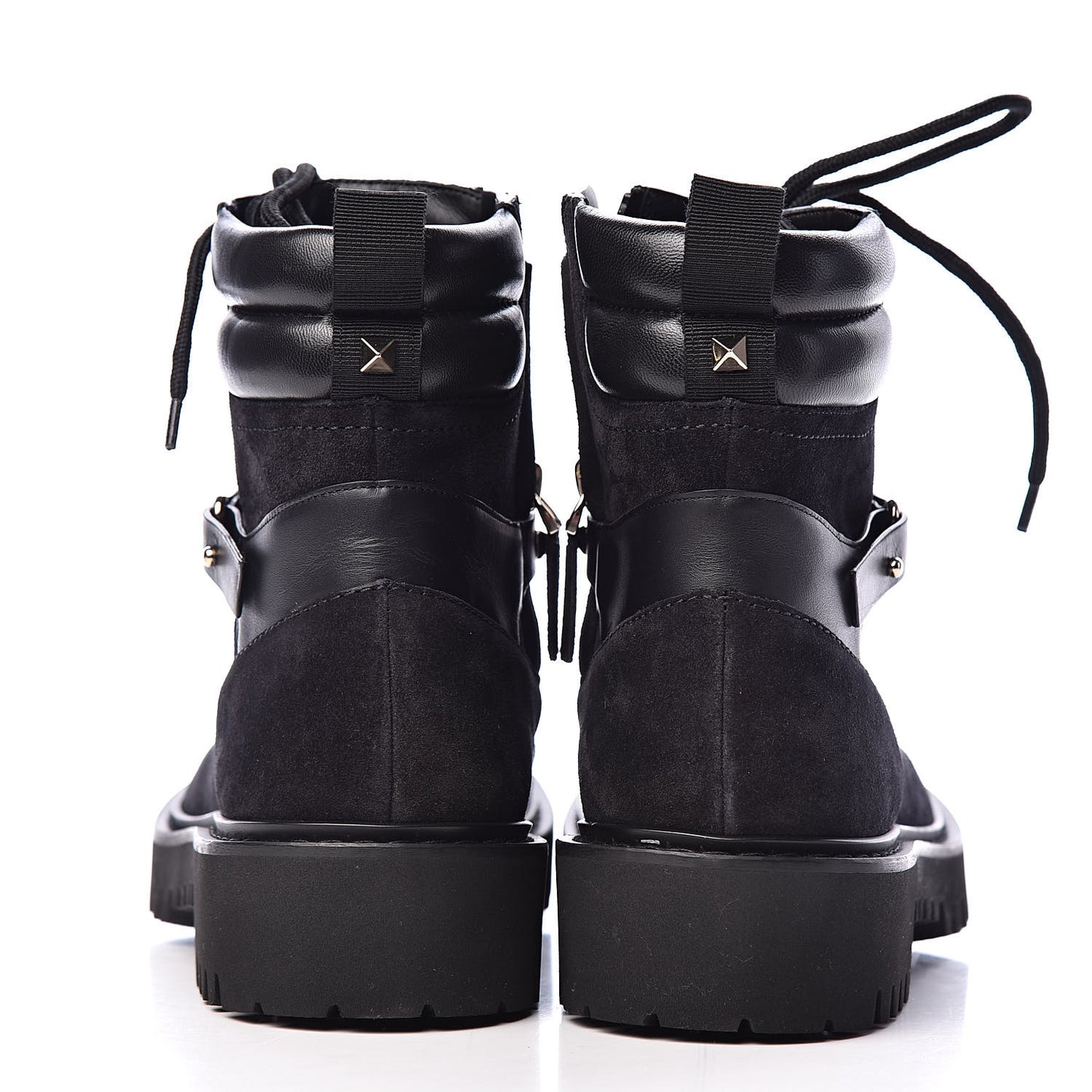 Suede Cap Toe Rockstud Combat Boots 37 Black