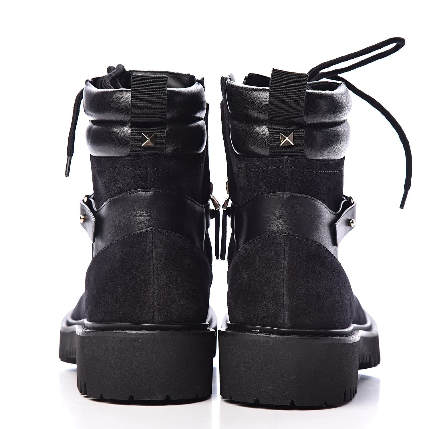 Valentino Garavani Suede Cap Toe Rockstud Combat Boots 37 Black 9 of 11