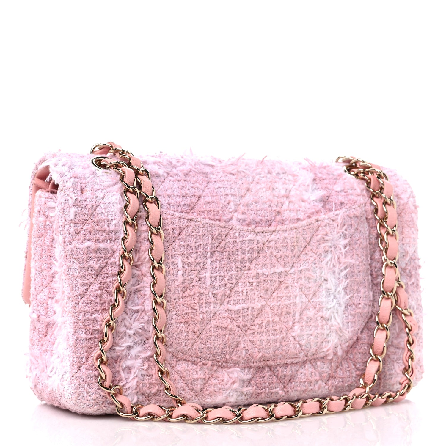 Chanel Tweed Medium Double Flap Light Pink White 3 of 10