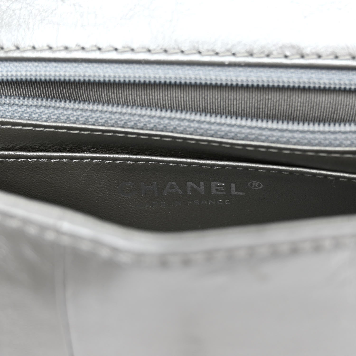 Chanel Glazed Calfskin Grommet Embellished Mini Airline Rectangular Flap Silver 6 of 10