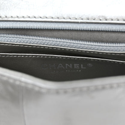 Chanel Glazed Calfskin Grommet Embellished Mini Airline Rectangular Flap Silver 6 of 10