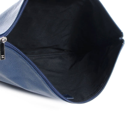 Chanel Caviar CC Flat Cosmetic Pouch Navy Blue 5 of 8