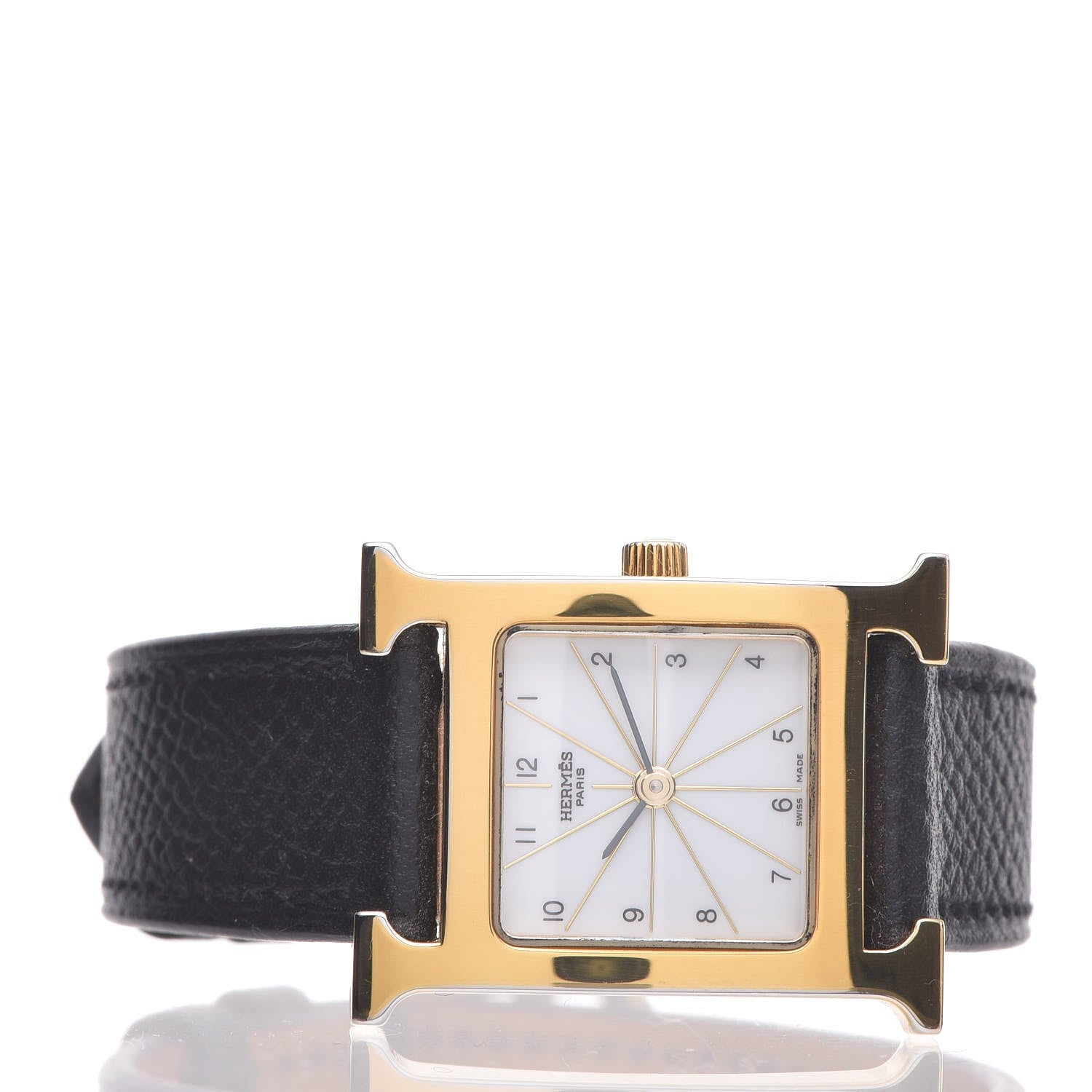 Hermes Stainless Steel Courchevel 21mm Heure H Hour Quartz Watch Noir 3 of 9