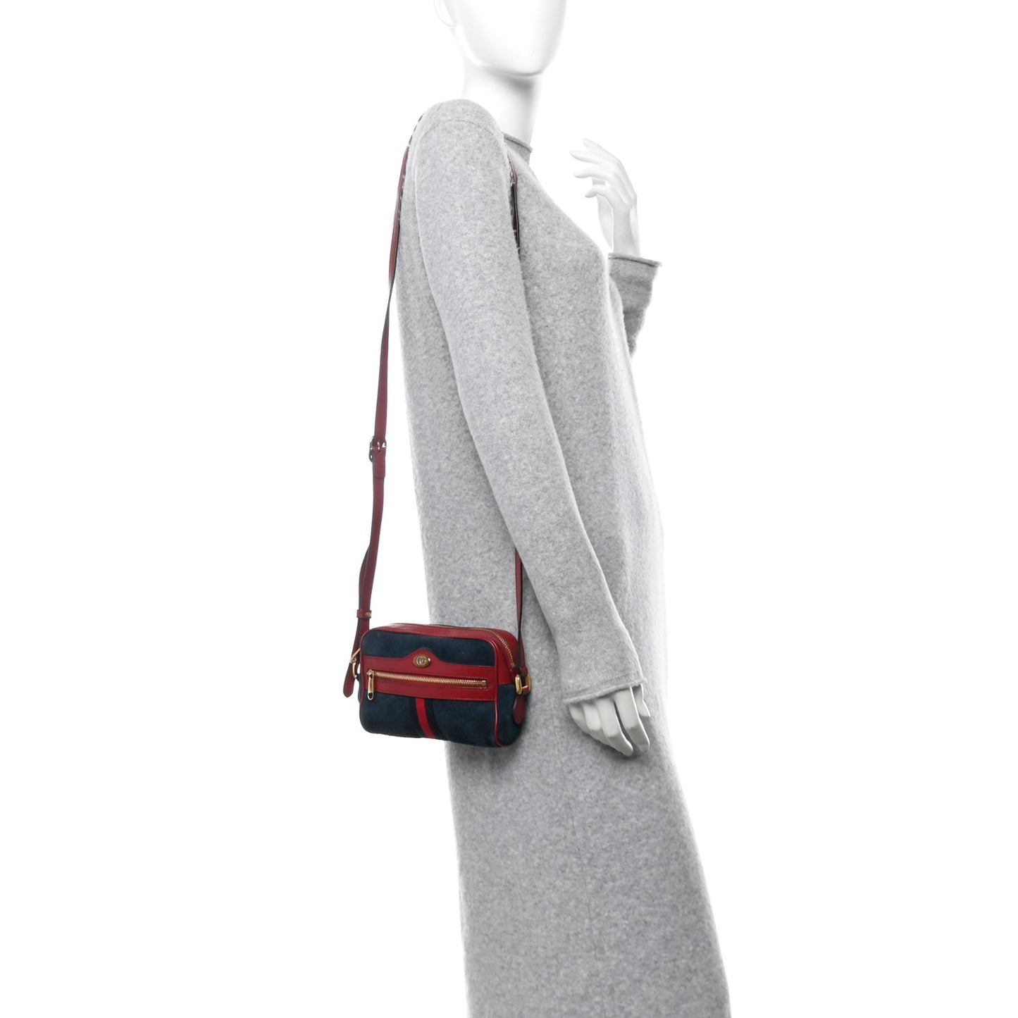 Suede Calfskin Web Mini Ophidia Shoulder Bag New Blue Romantic Cherry