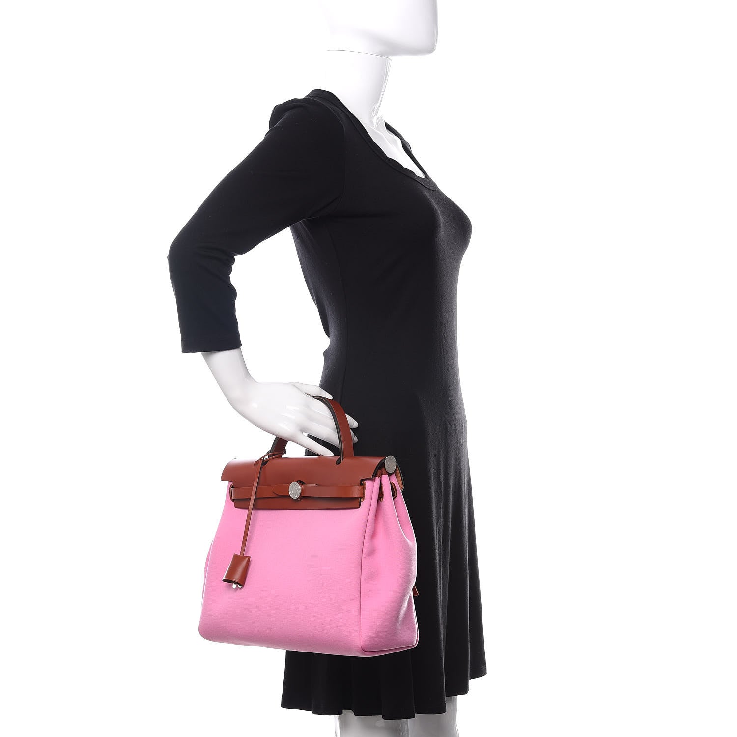 Hermes Toile Vache Calfskin Herbag 30 PM 5P Pink 2 of 10