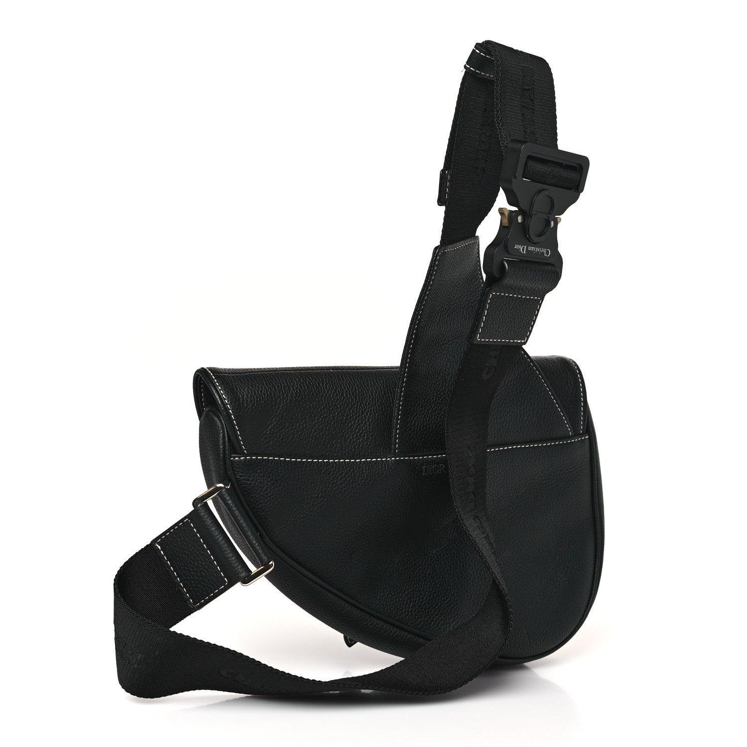 Christian Dior X KAWS Grained Calfskin Bee Saddle Bag Black 2 of 6