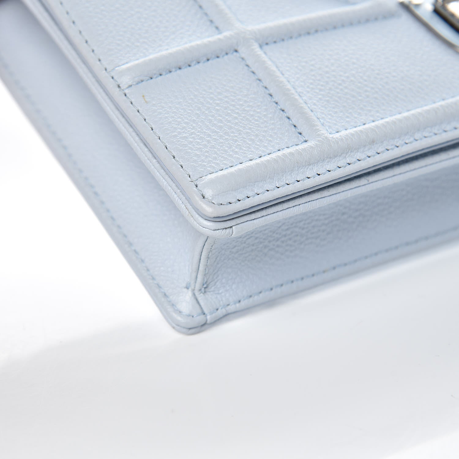 Christian Dior Grained Calfskin Diorama Wallet on Chain Pouch Light Blue 11 of 13