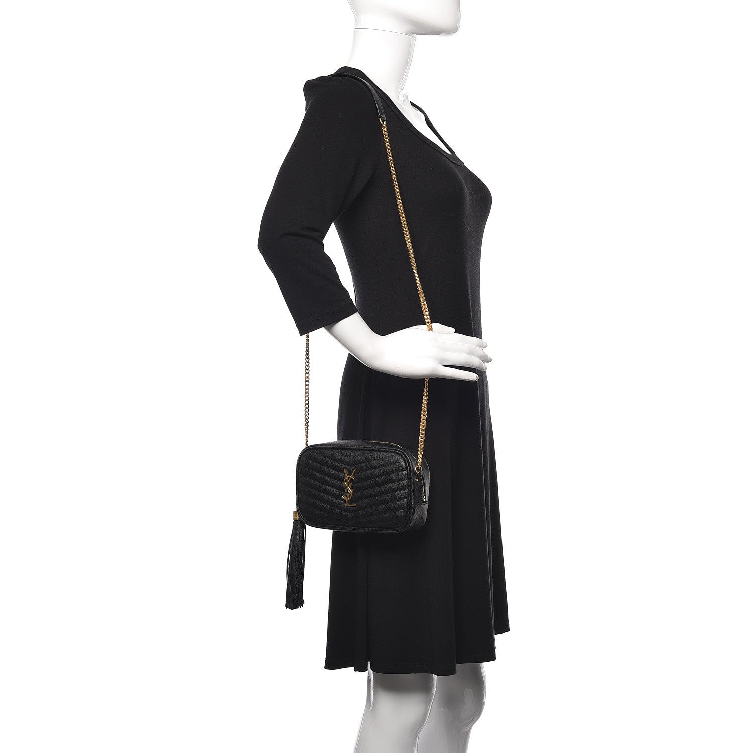Saint Laurent Grain De Poudre Matelasse Monogram Mini Lou Camera Bag Black 2 of 11