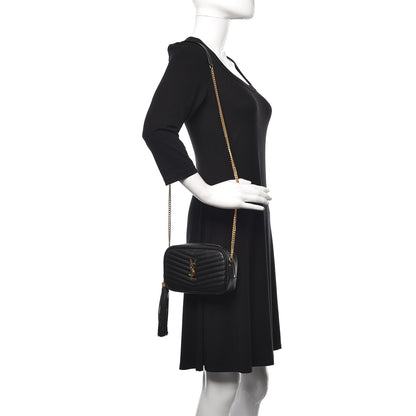 Saint Laurent Grain De Poudre Matelasse Monogram Mini Lou Camera Bag Black 2 of 11