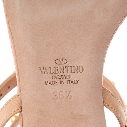 Valentino Garavani Calfskin Rockstud Rolling Ankle Wrap Flat Thong Sandals 36.5 Soft Noisette 7 of 7