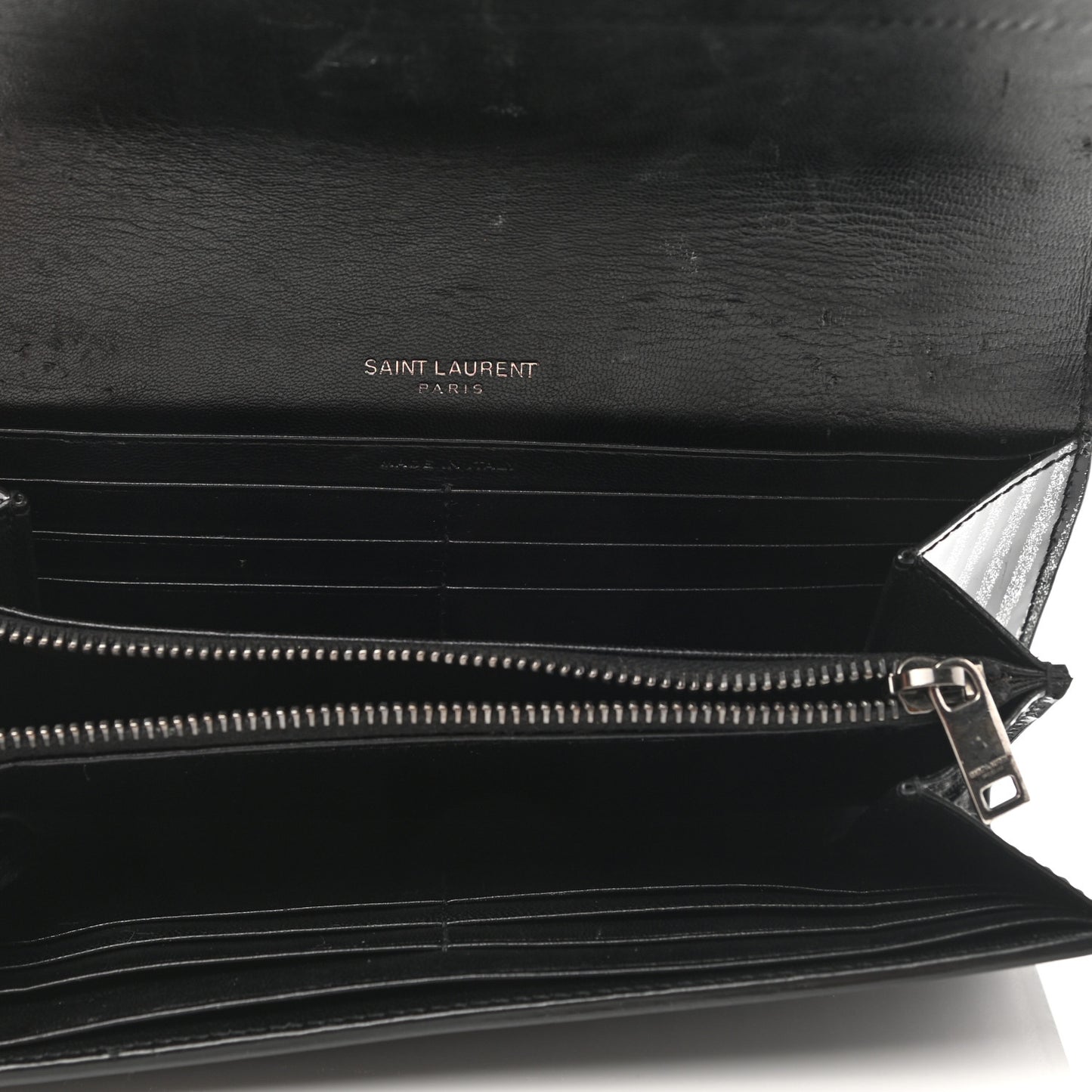 Patent Glitter Striped Classic Monogram Cassandre Wallet Black Silver