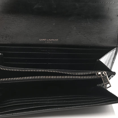 Saint Laurent Patent Glitter Striped Classic Monogram Cassandre Wallet Black Silver 5 of 8