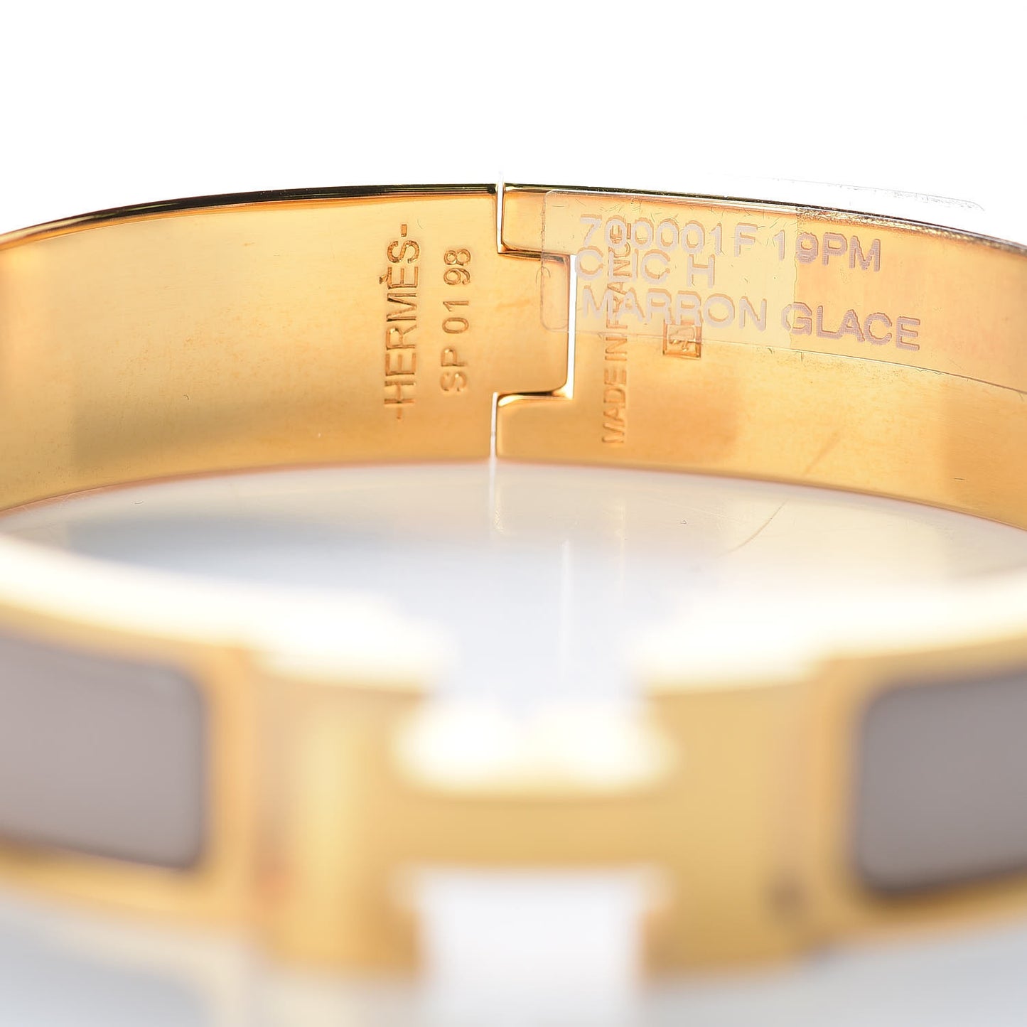 Enamel Clic Clac H Narrow Bracelet PM Marron Glace